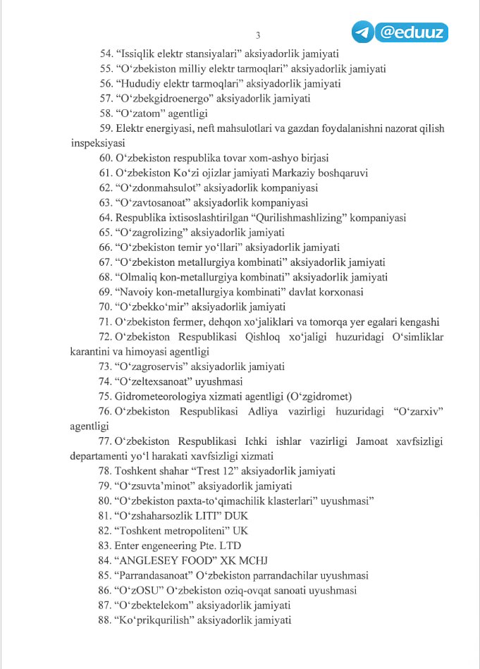 5 yillik ish stajiga ega xodimlar uchun o’qishga kirish tartibi